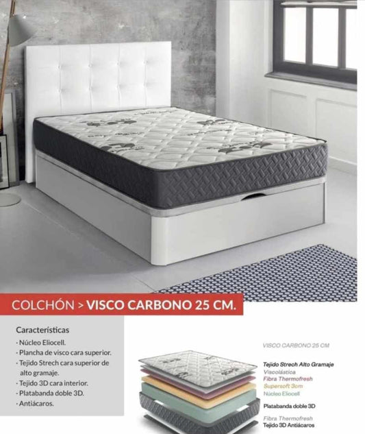 Colchon viscoelastico carbono activo 25cm
